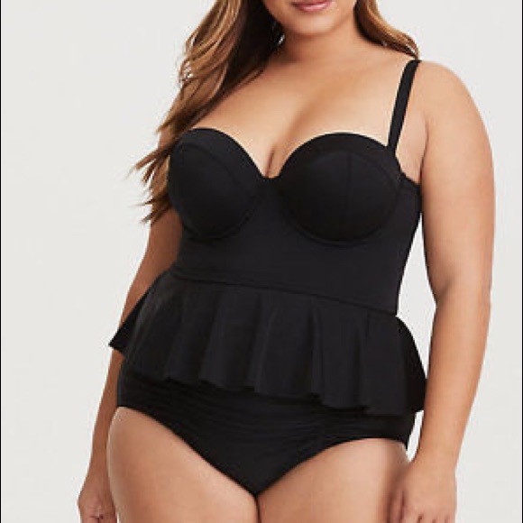 torrid Other - Black Push-Up Peplum Midkini Top**Full Bust DD-DDD